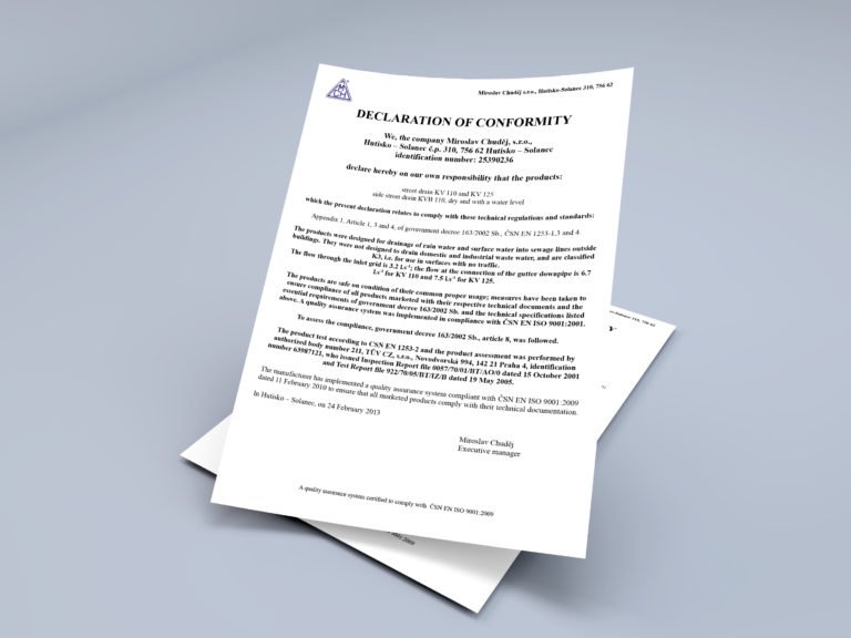 Prohlášení o shodě KV PV SV