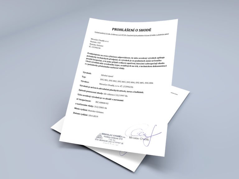 Prohlášení o shodě SV