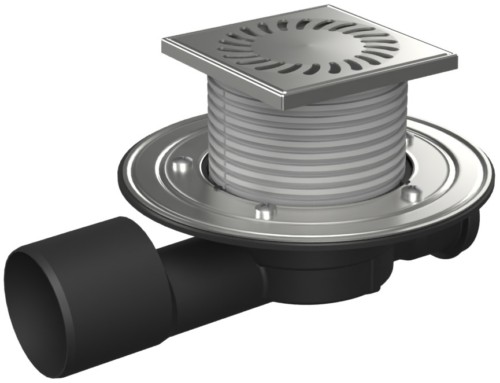 Drenaje de suelo, lateral continuo D50/75, ala de acero inoxidable, la estructura, rejilla SUN