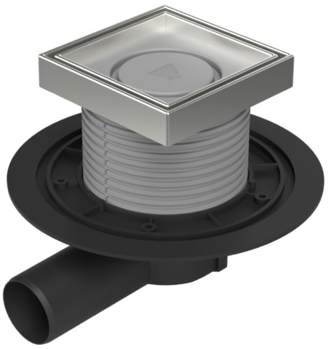 Floor drain with side outlet D50, stainless steel frame, grid CERAMICS