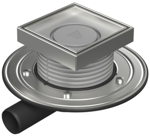 Podlahová vpusť boční D40, nerez příruba, rámeček, mřížka CERAMICS