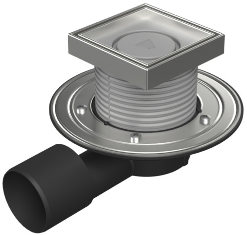 Podlahová vpusť boční D50/75, nerez příruba, rámeček, mřížka CERAMICS