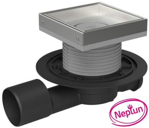 Podlahová vpusť průběžná D50/75 NEPTUN, nerez rámeček, mřížka CERAMICS