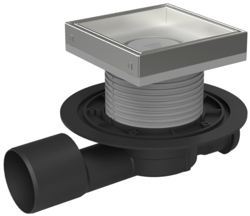 Multi-inlet floor drain, side outlet D50/75, stainless steel frame, grid CERAMICS