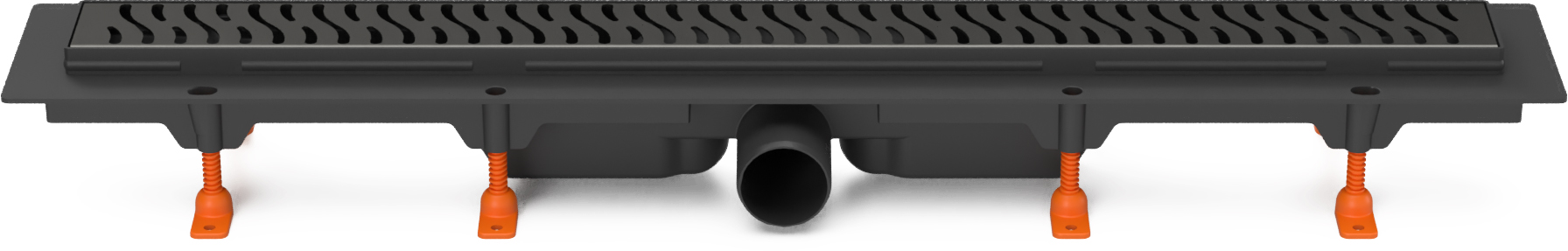 Linear. floor drain black, side outlet D50, 1050 mm, Harmony grid black