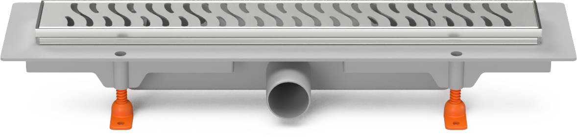 Podlahový linear. žlab 350 mm,boční D40,harmony lesk s nerez. rámečkem