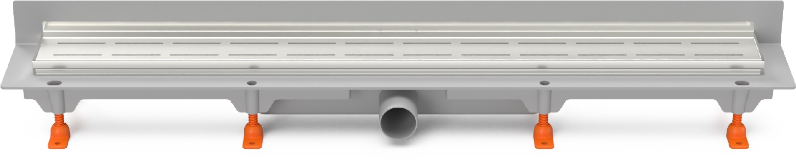 Podlahový linear. žlab ke stěně 650 mm,boční D40,line mat s nerez. rámečkem