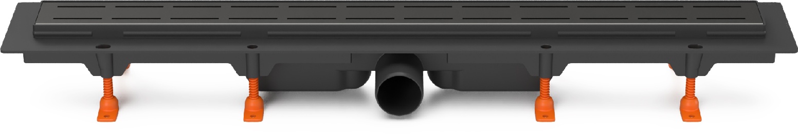 Linear. floor drain black, side outlet D50, 650 mm, Line black