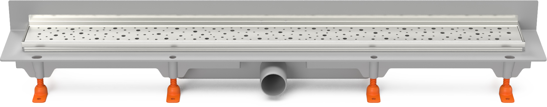 Podlahový linear. žlab ke stěně 750 mm,boční D40,drops lesk s nerez. rámečkem