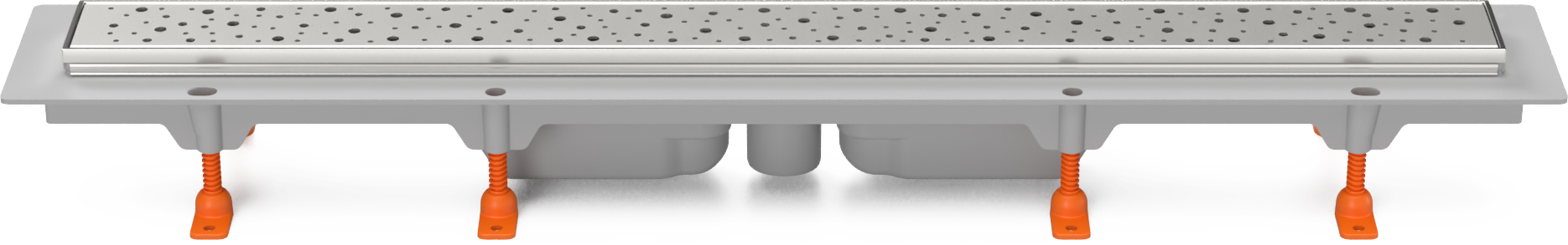 Linear. floor drain with stainless steel frame, 750 mm, bottom outlet, D 40, Drops grid gloss