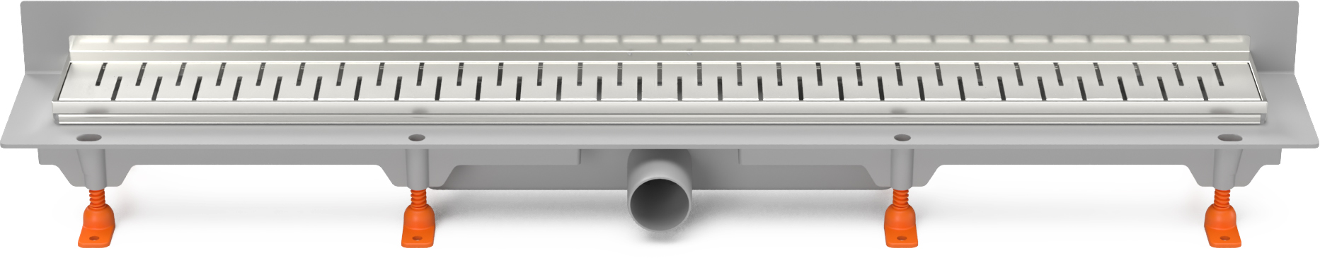 Sumidero lineal de pared con marco de acero inoxidable y desagüe lateral, D40, 850 mm, rejilla Medium mate