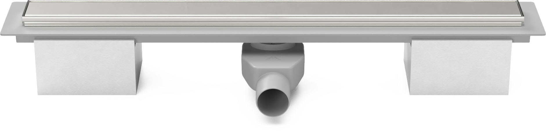 Lineární plastový žlab 1050 mm s nerez. rámkem, klasik mat s bočním odtokem D 50 a otočným sifonem