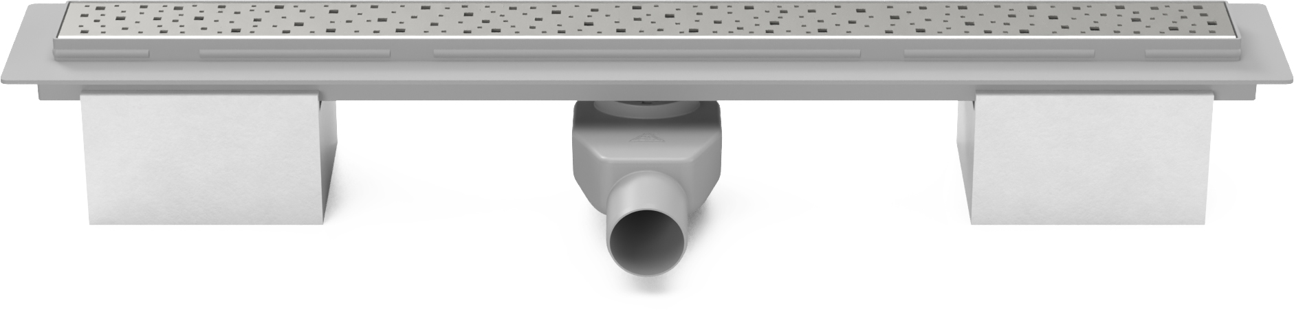 Linear floor drain 650mm with side outlet D50 and swivel siphon 360°, Square matt