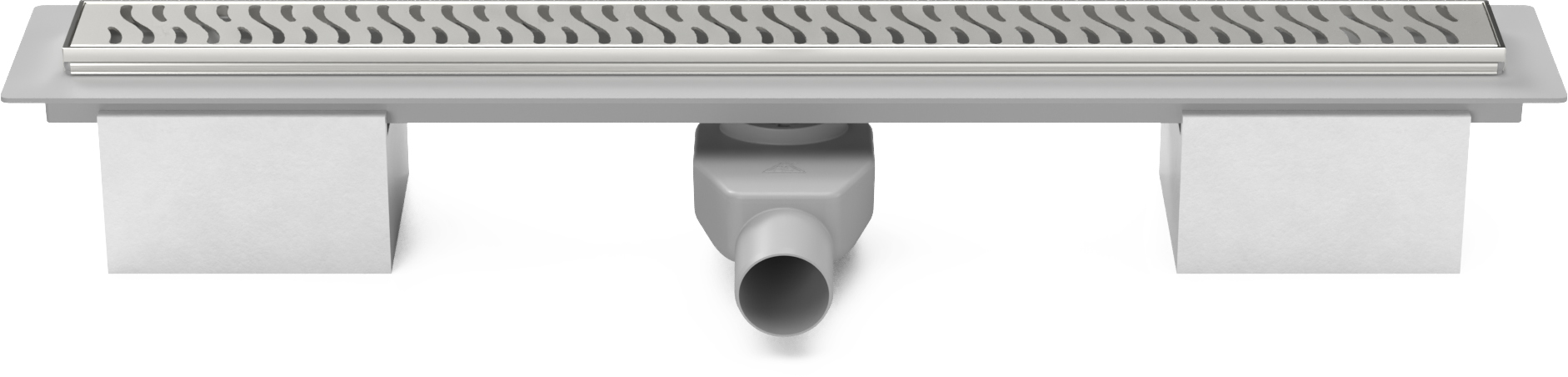Linear floor drain 850mm with SS frame, side outlet D50 and swivel siphon 360°, Harmony matte