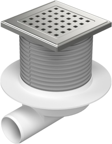 Floor drain with side outlet D50, collar, stainless steel grid GATE