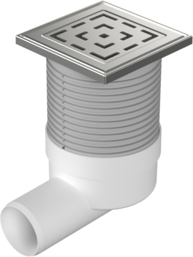 Floor drain with side outlet D50, stainless steel frame, grid LABYRINTH