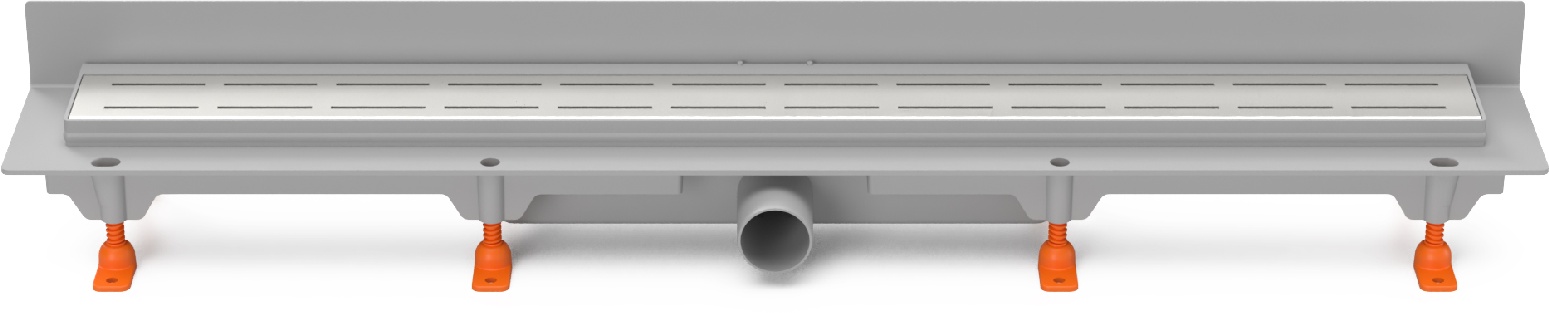 Linear. floor drain to wall side outlet, D40, 950 mm, Line grid gloss